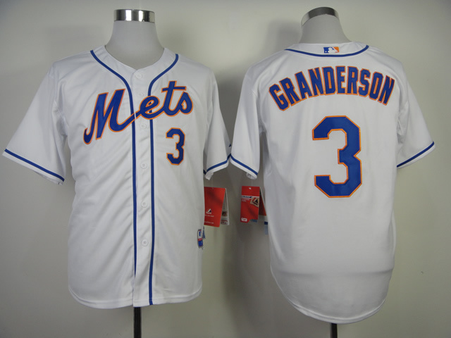 Men New York Mets 3 Granderson White MLB Jerseys